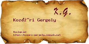 Kozári Gergely névjegykártya